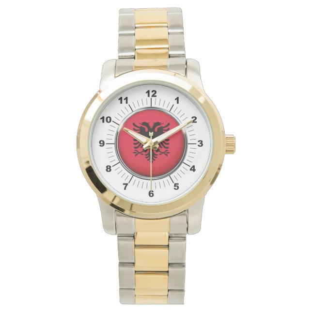Vrouwen Albanië Vlag Oversized Two-Tone Horloge (Voorkant)