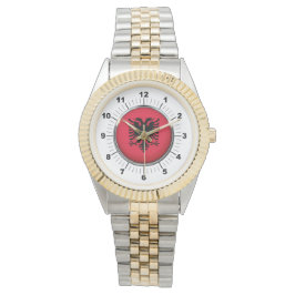 Vrouwen Albanië Vlag Two-Tone Armband Horloge
