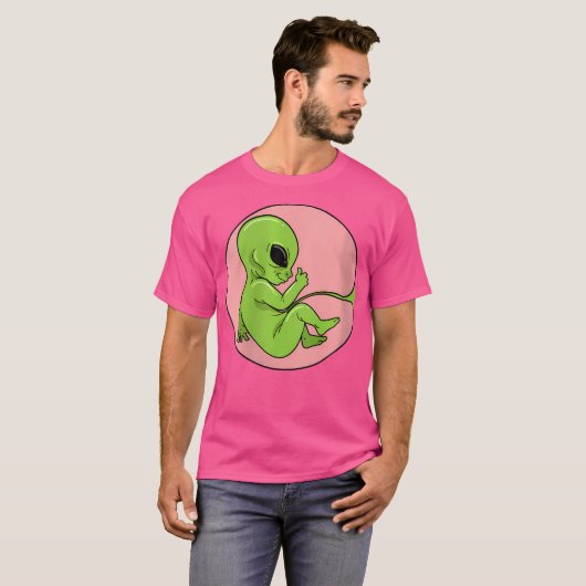 Vrouwen Alien Foetus Embryo Baby Zwangerschap Ufo T-shirt (Voorkant volledig)