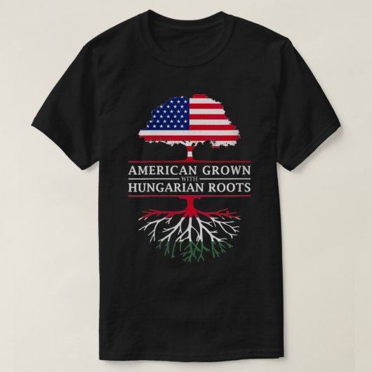 Vrouwen Amerikaans Gegroeid met Hongaarse Roots Hu T-shirt (Design voorkant)