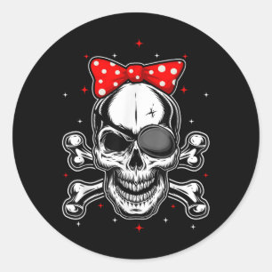 Vrouwen &amp; Meisjes Schattige Pirate Skull Cross Ronde Sticker