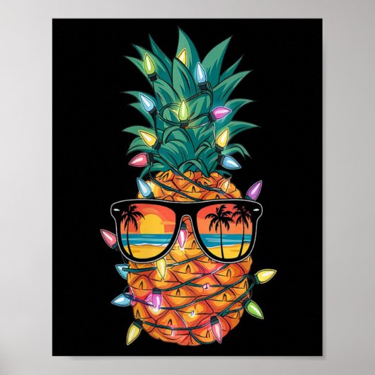 Vrouwen Ananas Kerstboom Lights Xmas Vrouwen Poster (Voorkant)