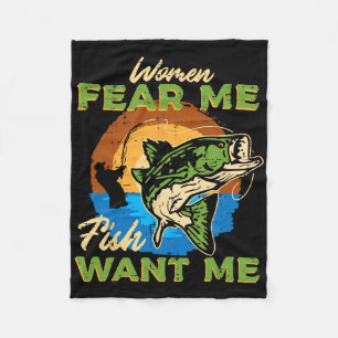 Vrouwen Angst Me Vissen Wil Ik Gevist Grappig Angl Fleece Deken