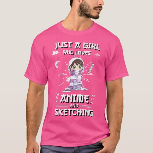 Vrouwen anime schetsen gewoon een meisje dat van a t-shirt (Voorkant)