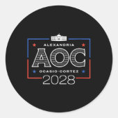 Vrouwen AOC 2028 Witte Huis V-hals Ronde Sticker (Voorkant)