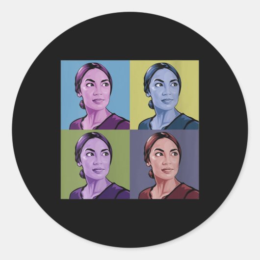 Vrouwen AOC Alexandria Ocasio-cortez Eerste Vrouw  Ronde Sticker (Voorkant)