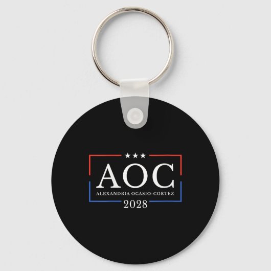 Vrouwen AOC voor President 2028 Eenvoudig teken vo Sleutelhanger (Voorkant)