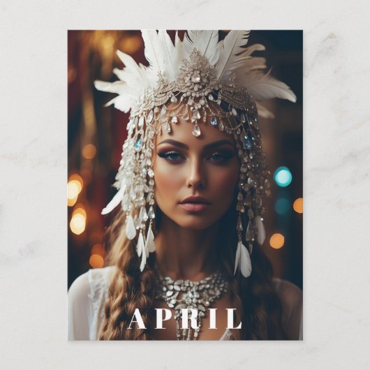 *~ Vrouwen AP53 Boho APRIL VERJAARDAG DIAMANT Briefkaart (Voorkant)