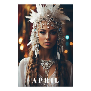 *~ Vrouwen AP53 Boho APRIL VERJAARDAG DIAMANT Foto Afdruk