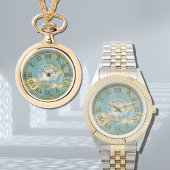 Vrouwen Aqua Marble Roman Numeral Hanger Horloge