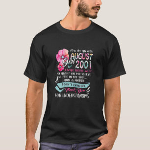 Vrouwen Augustus Meisje 2001 21e Verjaardag 21 Jaa T-shirt