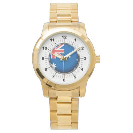Vrouwen Australia Vlag Oversized Gold Watch Horloge