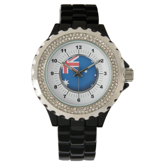 Vrouwen Australië Vlag Strass Emaille Horloge (Voorkant)
