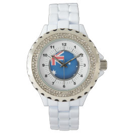 Vrouwen Australië Vlag Wit emaille horloge