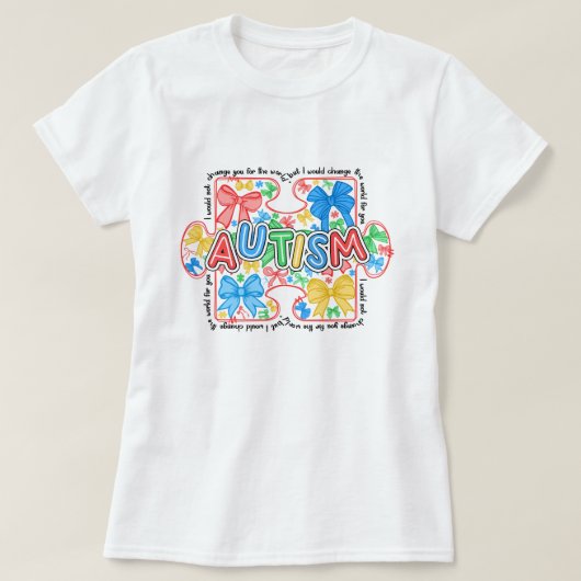 Vrouwen Autisme Bewustzijn Coquette Bow T-shirt (Design voorkant)