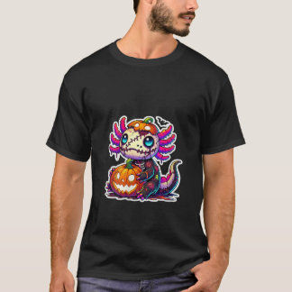 Vrouwen Axolotl Zombie Schattige Kawaii Pumpkin Bo T-shirt