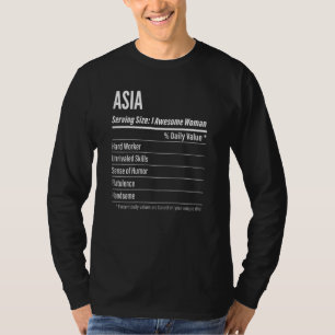 Vrouwen Azië Voedingsfeiten Serving Size Calori T-shirt