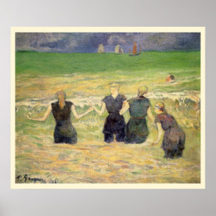 Vrouwen baden Dieppe door Paul Gauguin Poster