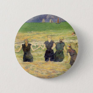 Vrouwen baden Dieppe door Paul Gauguin Ronde Button 5,7 Cm