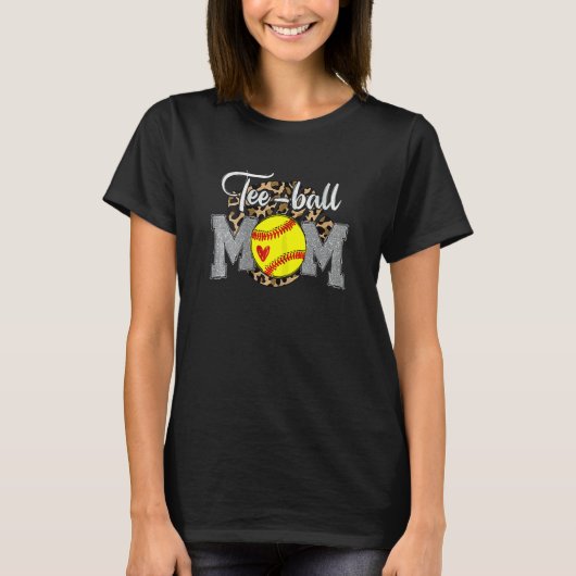 Vrouwen Bal Moeder Leopard Softbal Moeder Moederda T-shirt (Voorkant)