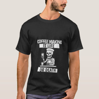 Vrouwen Barista Skeleton Cafeïne Cafe Bean Coffee T-shirt