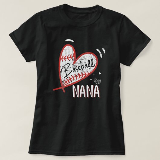Vrouwen Baseball Nana Grandma Heart Baseball Vrouw T-shirt (Design voorkant)