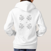 Vrouwen Basic Hooded Sweatshirt Witte Bloemen (Achterkant)