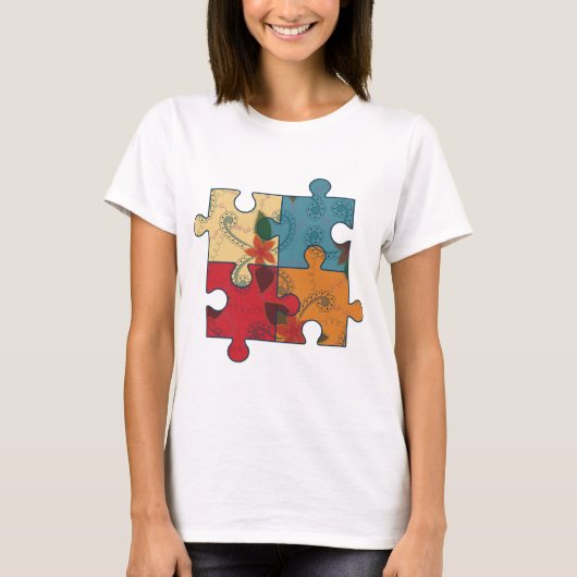 Vrouwen Basic T-Shirt puzzel retro (Voorkant)