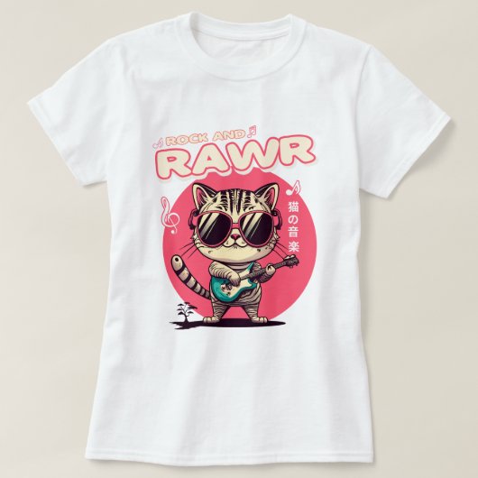 Vrouwen Basic T-shirt Rock & Rawer Cat (Design voorkant)