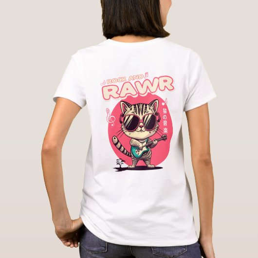 Vrouwen Basic T-shirt Rock & Rawer Cat (Achterkant)