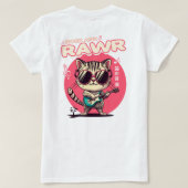 Vrouwen Basic T-shirt Rock & Rawer Cat (Design achterkant)