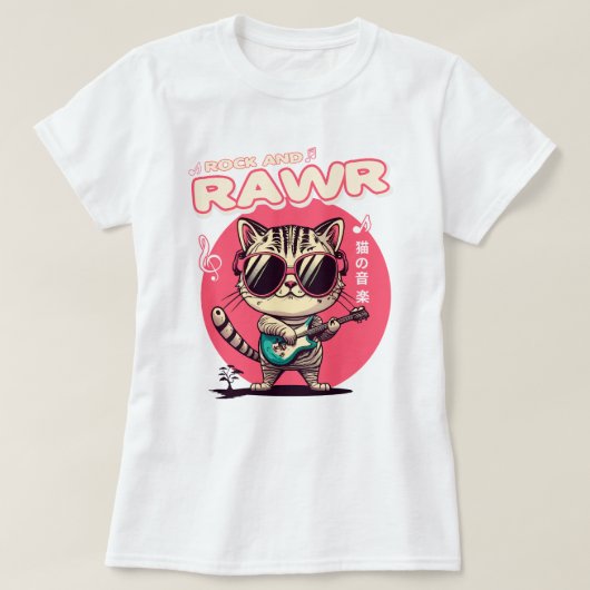 Vrouwen Basic T-shirt Rock & Rawer Cat (Design voorkant)