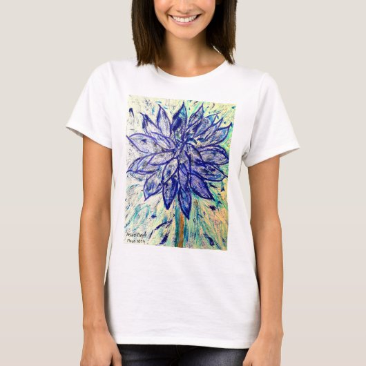 Vrouwen Basic T-shirt Zeldzaam Blauw Dalhia (Voorkant)