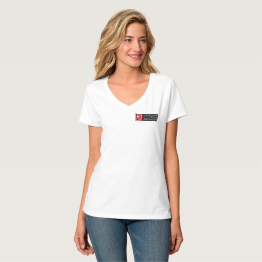 Vrouwen Basic V-hals T-shirt CSP logo (Voorkant volledig)