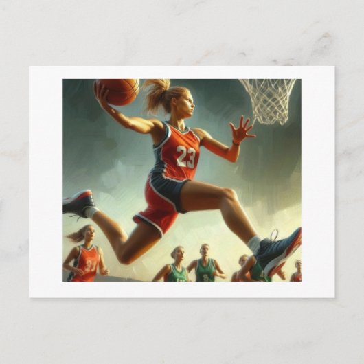 Vrouwen Basketbal, Briefkaart (Voorkant)