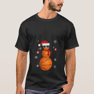 Vrouwen Basketbal Sneeuwman Kerstman Kerstman Ha T-shirt