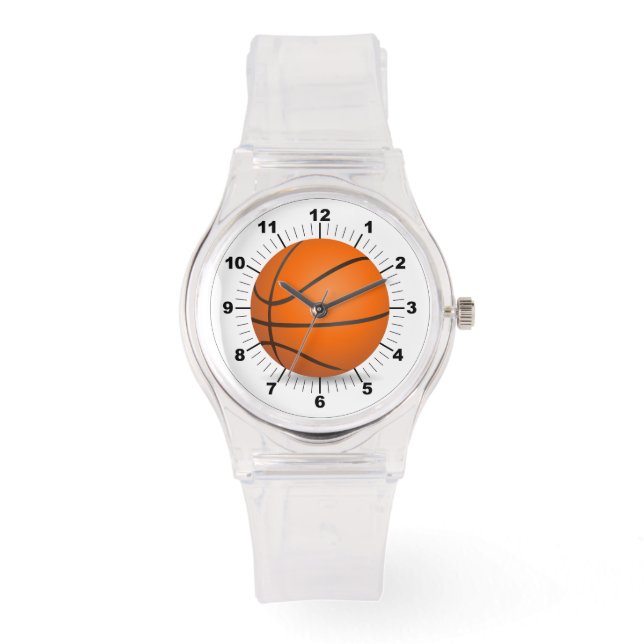 Vrouwen Basketbal Sportief Roze Silicon Horloge (Voorkant)