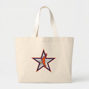 Vrouwen Basketbal Star Silhouette Logo Design" Grote Tote Bag
