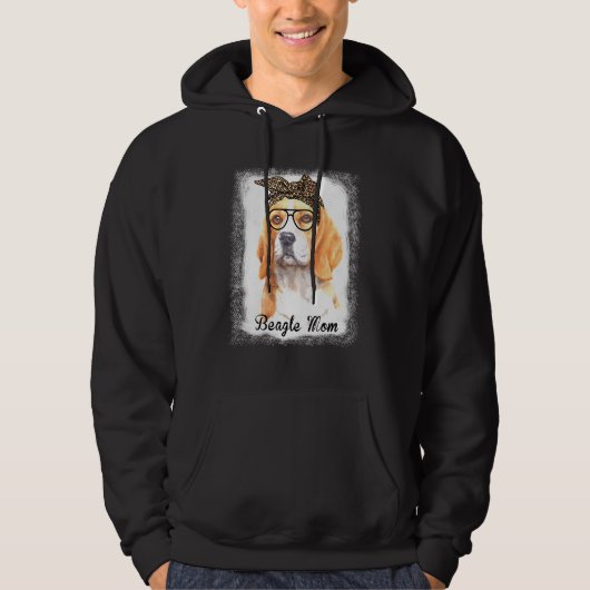Vrouwen Beagle Moeder Leopard gebleekte hond huisd Hoodie (Voorkant)