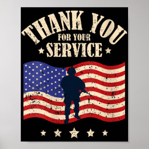 Vrouwen Bedankt voor uw service, veteraan V-hals Poster