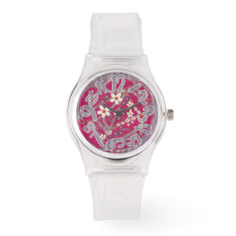 Vrouwen bekijken roze bloemstijl horloge