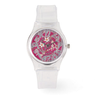 Vrouwen bekijken roze bloemstijl horloge
