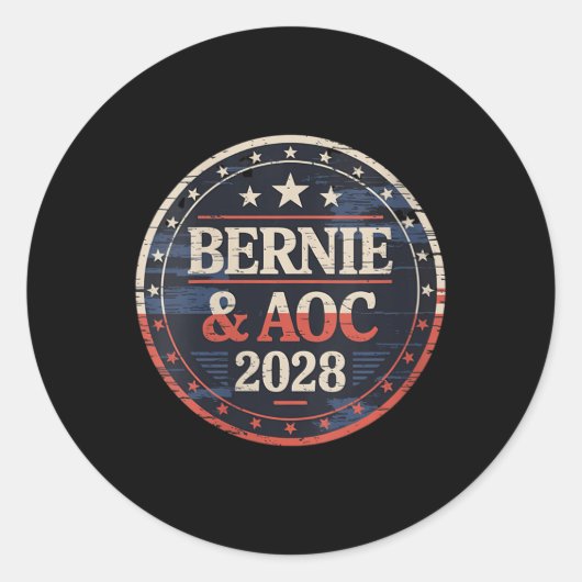 Vrouwen Bernie Sanders en AOC 2028 voor President  Ronde Sticker (Voorkant)