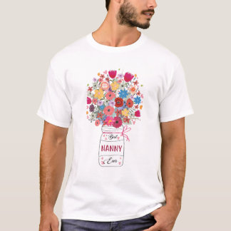 Vrouwen Best Nanny Ever Art Flower oma Moeder's T-shirt