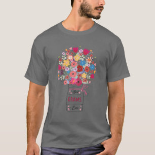 Vrouwen Beste Grams op de Kunst Bloem Grootmoeder T-shirt