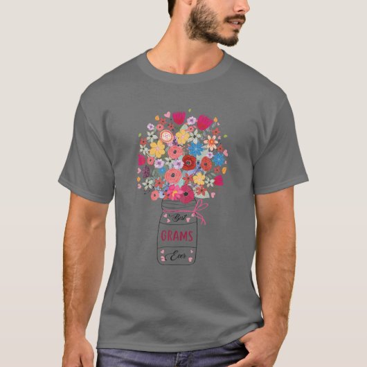 Vrouwen Beste Grams op de Kunst Bloem Grootmoeder T-shirt (Voorkant)