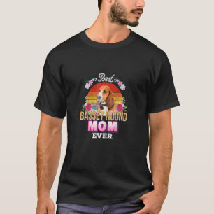 Vrouwen Beste Hond Moeder Ooit Basset Hond Bloemen T-shirt