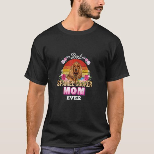 Vrouwen Beste Hond Moeder Ooit Spaniël Cocker Flor T-shirt (Voorkant)