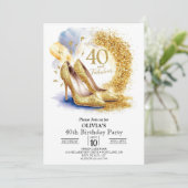 Vrouwen bewerkbare Digitale Gouden 40e Verjaardag Kaart (Staand voorkant)