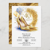 Vrouwen bewerkbare Digitale Gouden 40e Verjaardag Kaart (Voorkant / Achterkant)